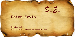 Deics Ervin névjegykártya
